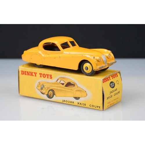 1058 - Four boxed Dinky diecast models to include 157 Jaguar XK120 Coupe in yellow, 185 Alfa Romeo 1900 Sup... 