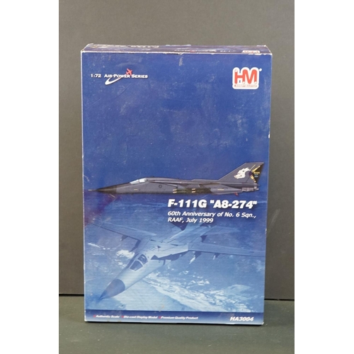 1085 - Six Boxed Hobbymaster Air Power Series 1:72 diecast models to include HA1415 Douglas A-4 Skyhawk, HA... 