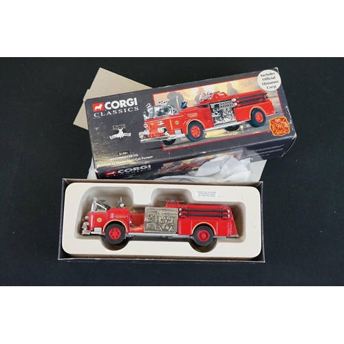 1092 - 14 Boxed Corgi fire service diecast models with certificates to include Heroes Under Fire US54905, 4... 