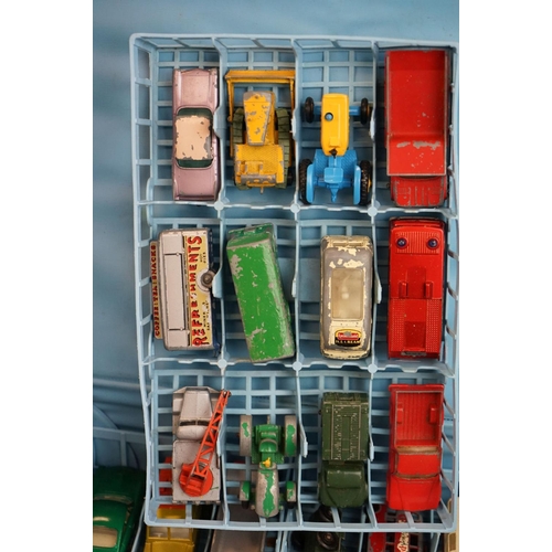 1116 - Matchbox Series Collectors Case containing 46 play worn diecast models to include road, farm and com... 