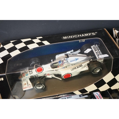 1140 - Four Boxed Paul's Model Art Minichamps diecast models to include B.A.R Honda 006 T. Sato, BAR 01 Sup... 