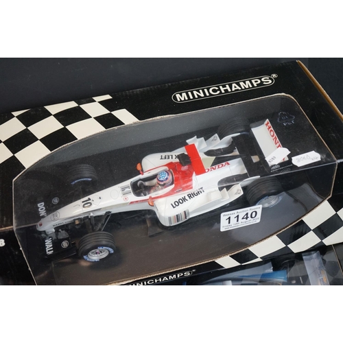 1140 - Four Boxed Paul's Model Art Minichamps diecast models to include B.A.R Honda 006 T. Sato, BAR 01 Sup... 