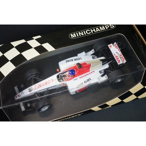 1140 - Four Boxed Paul's Model Art Minichamps diecast models to include B.A.R Honda 006 T. Sato, BAR 01 Sup... 