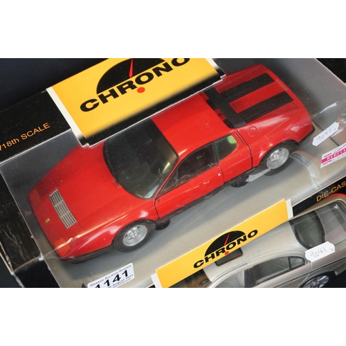 1141 - Three boxed 1/18 diecast models to include Maisto Special Edition Jaguar S-Type (1999), Chrono 512 F... 