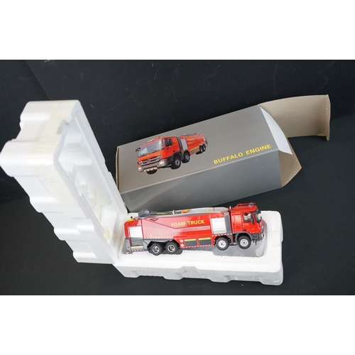 1151 - Four boxed diecast fire engines to include a Jieda Fire Buffalo Engine, XCMG DG100 aerial platform f... 