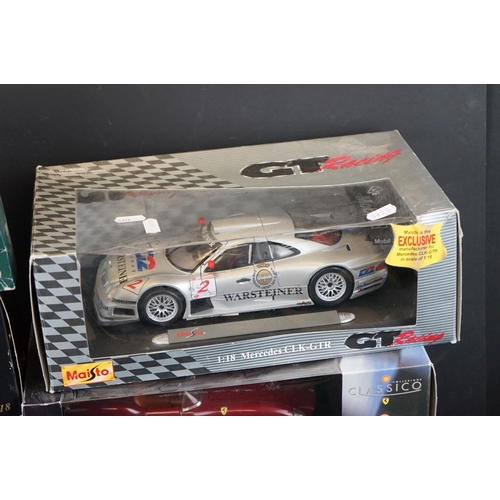 1153 - Eight boxed diecast models to include 6 x 1/18 Maisto (3 x Special Edition, GT Racing Mercedes CLK-G... 