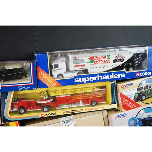 1180 - 36 Boxed Corgi diecast models to include 1143 American LaFrance Aerial Rescue Truck (damaged window)... 