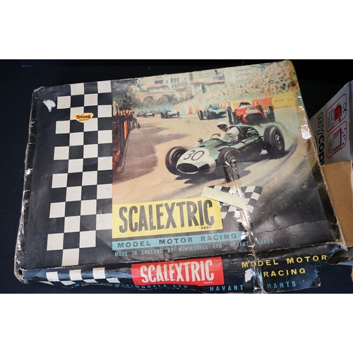 1216 - Collection of Scalextric to include 8 x slot cars, track, figures, Grandstand, boxed Autostart etc