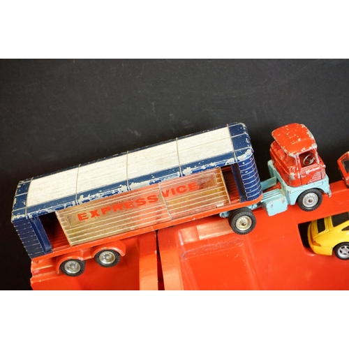 1218 - Collection of play worn diecast models to include Dinky, Corgi, Majorette, Burago, Maisto, etc, feat... 