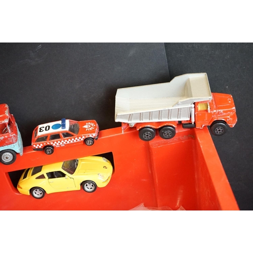 1218 - Collection of play worn diecast models to include Dinky, Corgi, Majorette, Burago, Maisto, etc, feat... 