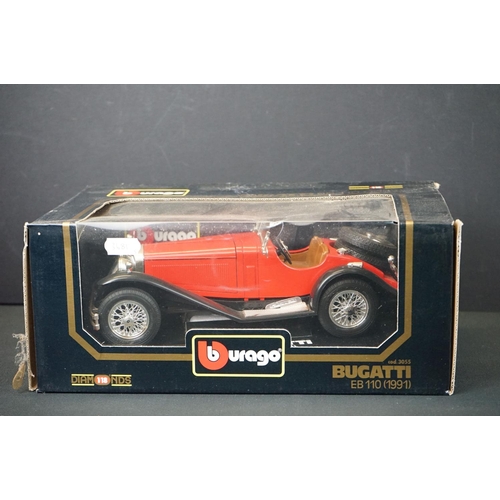 1220 - Five boxed 1/18 Burago diecast models to include 3044 Ferrari 550, 3009 Mercedes, 3055 Bugatti, 3016... 