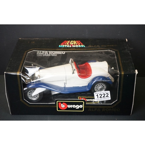 1222 - Four boxed Burago 1/18 diecast models to include 3030 Dodge Viper GTS Coupe, 3002 Mercedes Benz SSKL... 