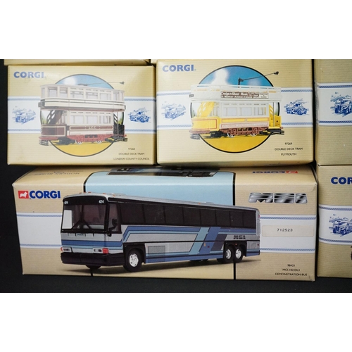 1228 - 15 Boxed Corgi diecast models to include 13 x Public Transport from Corgi, 1 x Modern Buses USA and ... 