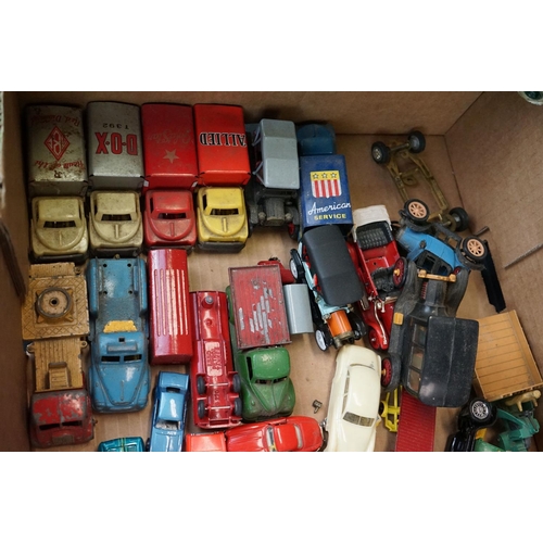 1234 - Collection of play worn mid 20th C onwards diecast, plate, metal and plastic models to include Conra... 