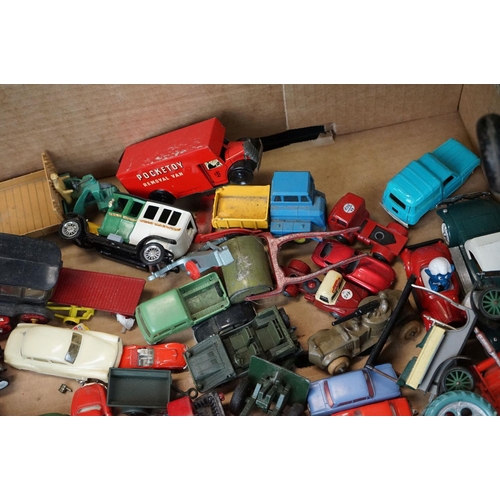 1234 - Collection of play worn mid 20th C onwards diecast, plate, metal and plastic models to include Conra... 