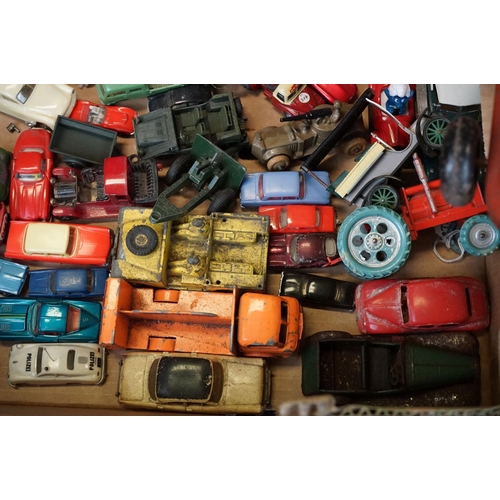 1234 - Collection of play worn mid 20th C onwards diecast, plate, metal and plastic models to include Conra... 