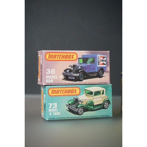 1237 - Eight boxed Matchbox diecast models to include King Size No 5 Foden Truck in yellow, 73 Model A Ford... 