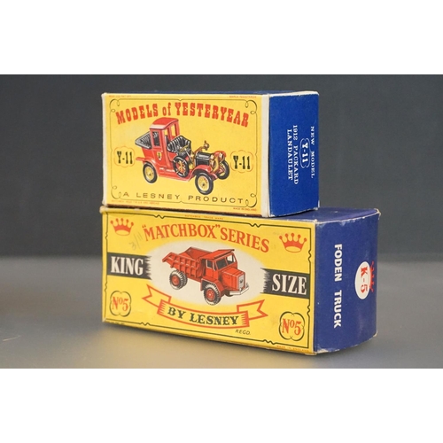 1237 - Eight boxed Matchbox diecast models to include King Size No 5 Foden Truck in yellow, 73 Model A Ford... 