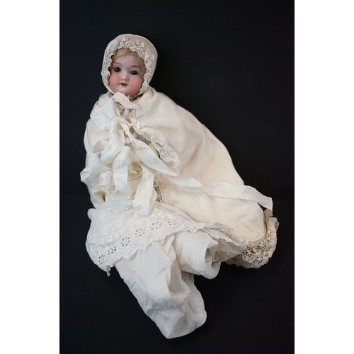 195 - Three early 20th C Armand Marseille bisque headed dolls to include 1 x with sleeping brown glass eye... 