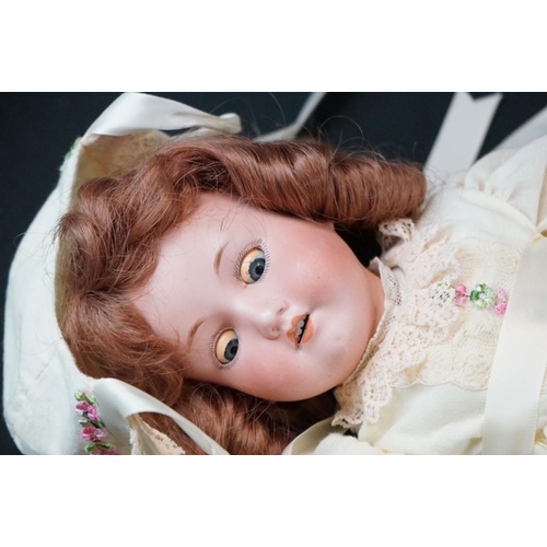 195 - Three early 20th C Armand Marseille bisque headed dolls to include 1 x with sleeping brown glass eye... 