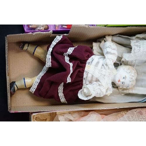 196 - Group of vintage dolls and accessories to include Celluloid Cellba (Germany) boy doll with glass eye... 