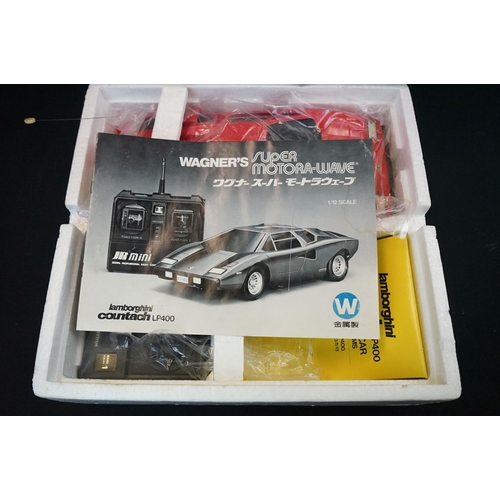 232 - Boxed Wagner's Lamborghini Countach LP400 radio control car with JR radio systems, 1/12 scale, with ... 