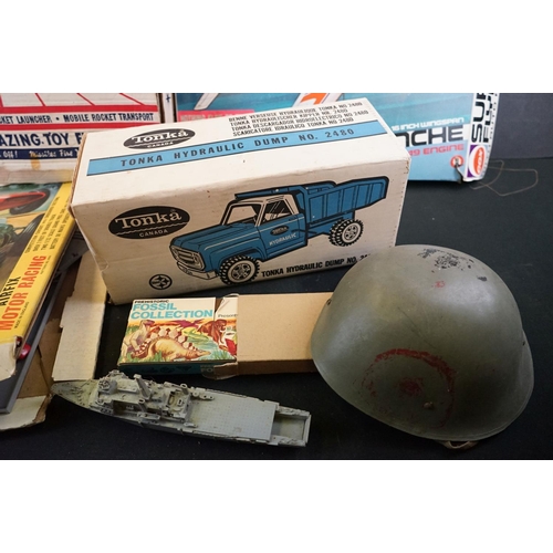 242 - Group of toys to include boxed Deluxe Toy (London) Rocket Base USA, boxed Airfix Motor Racing Model ... 