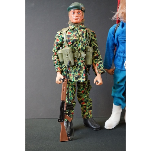 258 - Action Man - Five Original Palitoy Action Man Figures, all with flock hair, eagle eyes and marked CP... 