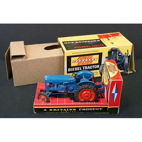 1262 - Boxed Britains 172F Fordson Power Major Diesel Tractor in blue, with inner box display stand, showin... 