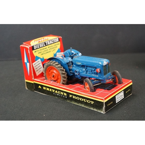 1262 - Boxed Britains 172F Fordson Power Major Diesel Tractor in blue, with inner box display stand, showin... 