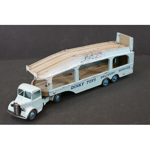 1263 - Six Mid 20th C play worn diecast models to include 5 x Dinky (582 Pullmore Transporter, 175 Hillman ... 