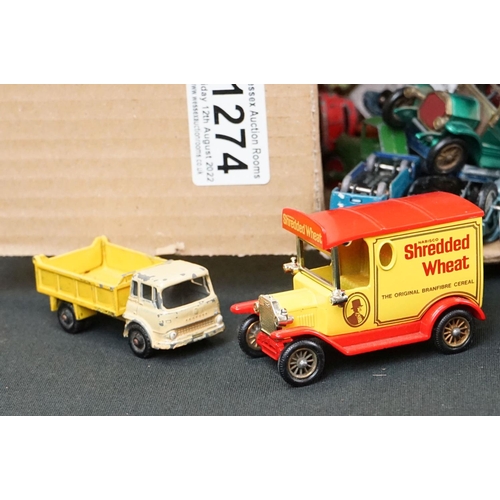 1274 - Quantity of play worn mid 20th C onwards diecast models to include many Matchbox Lesney 75 Series