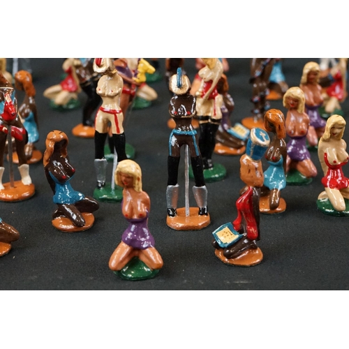 1368 - Collection of over 50 painted erotic figures, gd overall condition, unmarked, all on bases