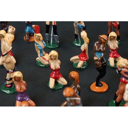 1368 - Collection of over 50 painted erotic figures, gd overall condition, unmarked, all on bases