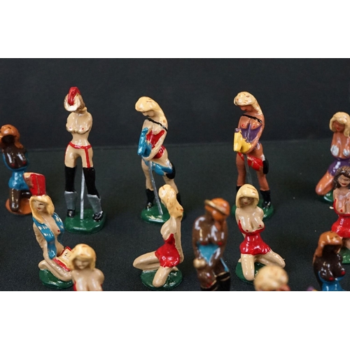 1368 - Collection of over 50 painted erotic figures, gd overall condition, unmarked, all on bases