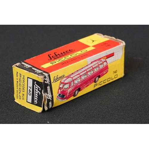 1290 - Boxed Schuco Piccolo 740 Mercedes Bus diecast model in red plus 6 x unboxed Schuco Piccolo diecast m... 