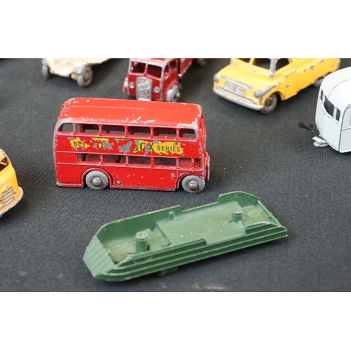 1291 - 22 Mid 20th C play worn Matchbox Lesney diecast models to include road & commercial examples plus a ... 