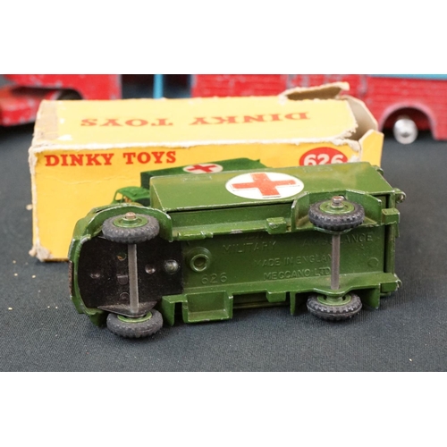 1293 - 15 play worn diecast models to include boxed Dinky 626 (poor box), Corgi, Budgie, etc