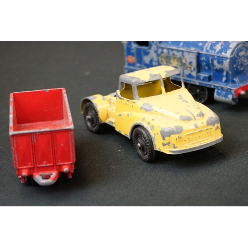 1293 - 15 play worn diecast models to include boxed Dinky 626 (poor box), Corgi, Budgie, etc