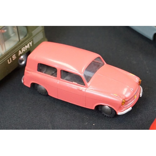 1296 - 10 Mid 20th C diecast / tin plate models to include Tekno 817 Lloyd in pink, Tekno Volvo 810 in grey... 