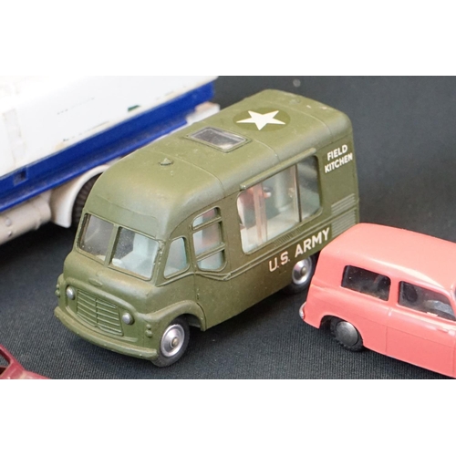 1296 - 10 Mid 20th C diecast / tin plate models to include Tekno 817 Lloyd in pink, Tekno Volvo 810 in grey... 