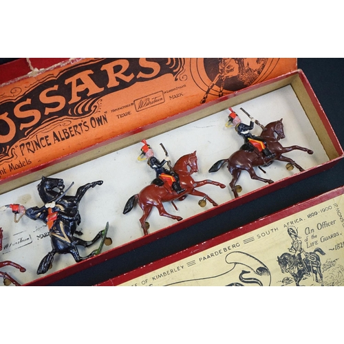 1390 - Four boxed Britains metal figure sets to include No 12 11th Hussars, No 4 2nd Lifeguards, No 24 9th ... 