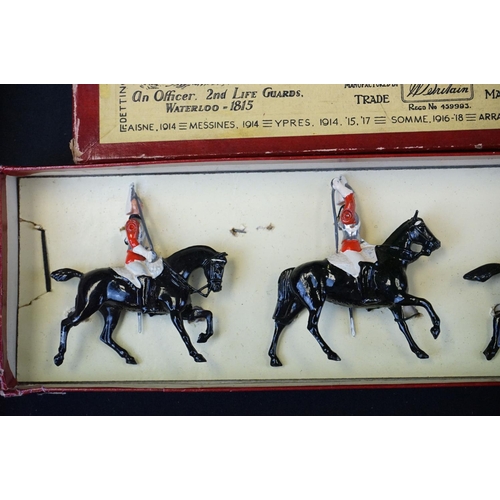 1390 - Four boxed Britains metal figure sets to include No 12 11th Hussars, No 4 2nd Lifeguards, No 24 9th ... 