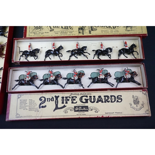 1390 - Four boxed Britains metal figure sets to include No 12 11th Hussars, No 4 2nd Lifeguards, No 24 9th ... 