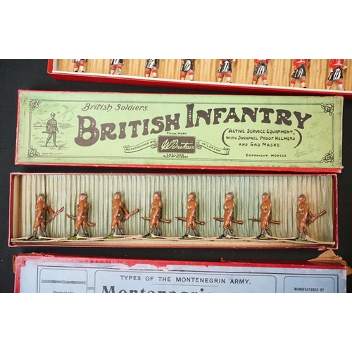 1398 - Four boxed Britains metal figure sets to include No 258 British Infantry, No 174 Montenegrin Infantr... 