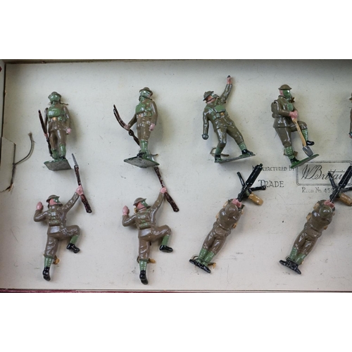 1404 - Two boxed Britains Soldiers in Action metal figure sets to include No 1614 British Infantry in Actio... 