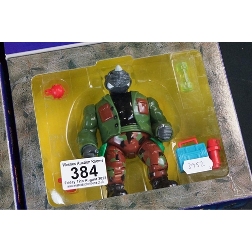 384 - Teenage Mutant Ninja Turtles - Two boxed Ideal Playmates Mutations figures to include Rocksteady and... 