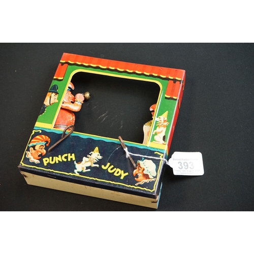 393 - Boxed Peter Pan Series Punch & Judy tinplate game, includes moveable Punch & Judy house within a tin... 