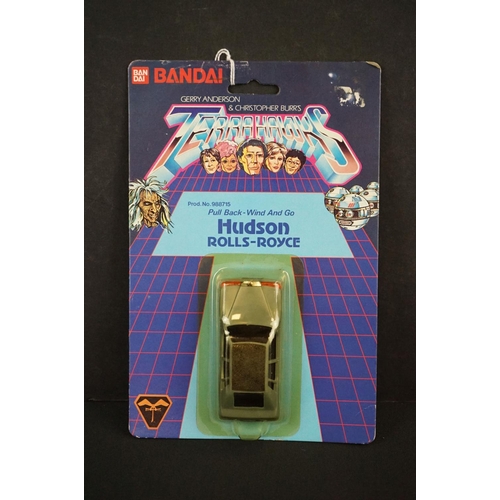 398 - Carded Bandai Gerry Anderson Terrahawks No. 988715 Pull Back Wind And Go Hudson Rolls Royce, card wo... 