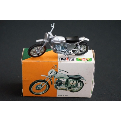 1300 - Five boxed diecast & plastic model motorbikes to include 3 x Polistil (750 GT55, 114 Suzuki RH70 & 1... 